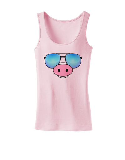 Kyu-T Face - Oinkz Cool Sunglasses Womens Tank Top-Womens Tank Tops-TooLoud-SoftPink-X-Small-Davson Sales