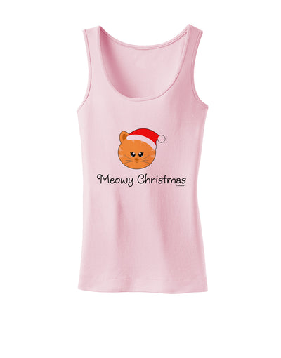 Meowy Christmas Cute Cat Santa Hat Womens Tank Top-Womens Tank Tops-TooLoud-SoftPink-X-Small-Davson Sales