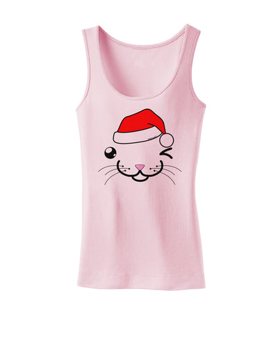 Kyu-T Face Kattio Santa Hat Boy Cat Womens Tank Top-Womens Tank Tops-TooLoud-SoftPink-X-Small-Davson Sales