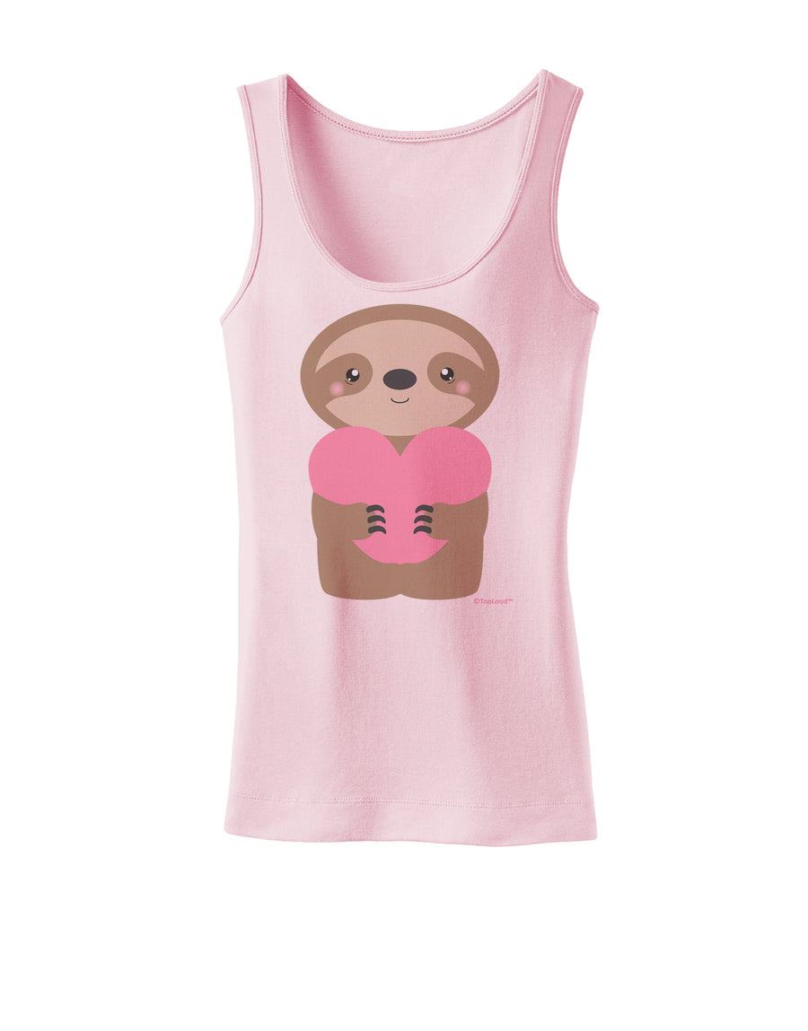 Cute Valentine Sloth Holding Heart Womens Tank Top by TooLoud