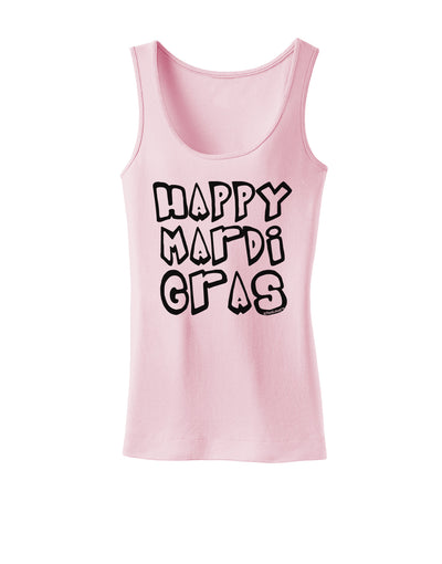 Happy Mardi Gras Text 2 BnW Womens Petite Tank Top-TooLoud-SoftPink-X-Small-Davson Sales