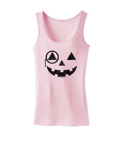 Monocle Jack-o-Lantern Distressed Womens Tank Top-Womens Tank Tops-TooLoud-SoftPink-X-Small-Davson Sales