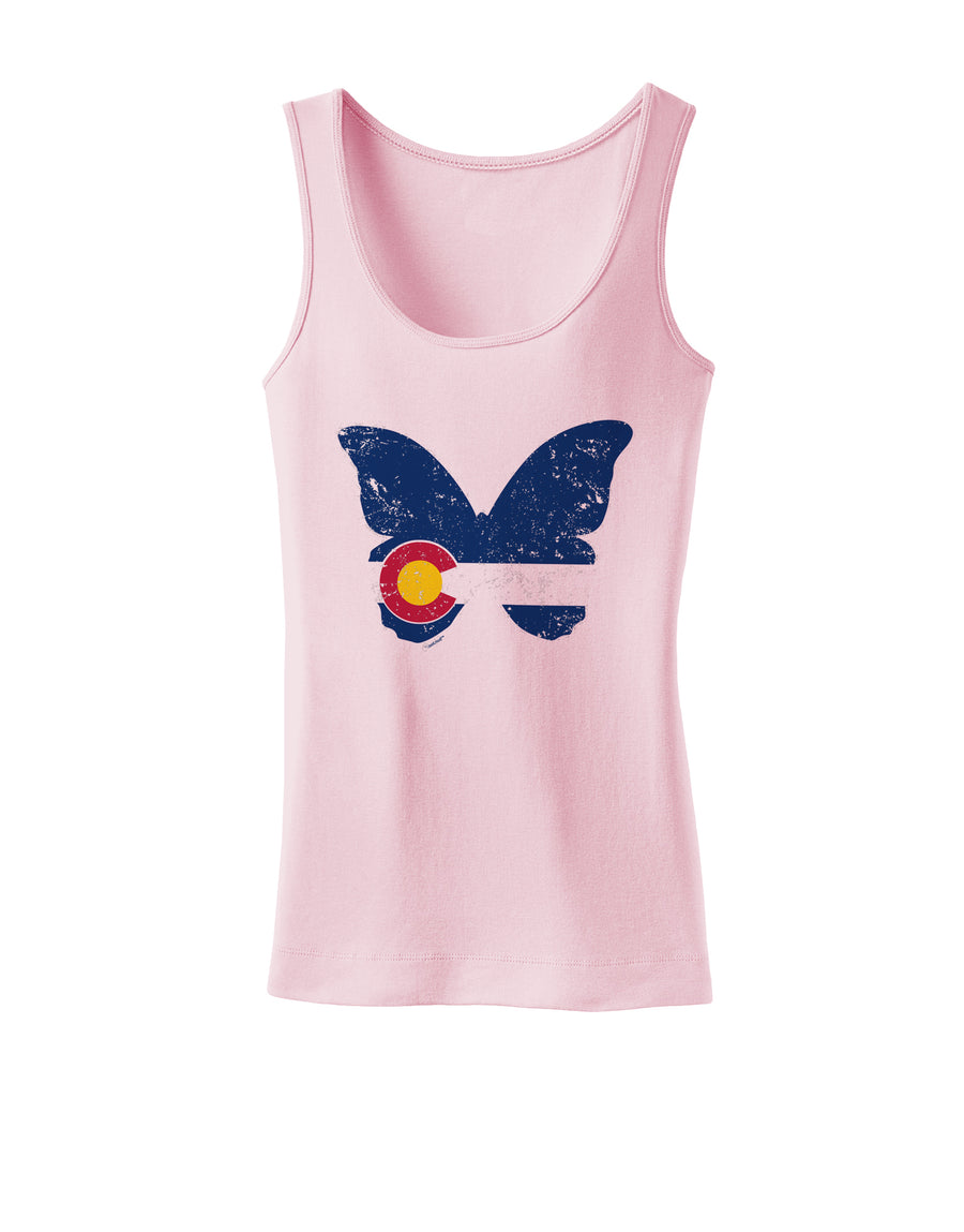 Grunge Colorado Butterfly Flag Womens Petite Tank Top-Womens Tank Tops-TooLoud-White-X-Small-Davson Sales