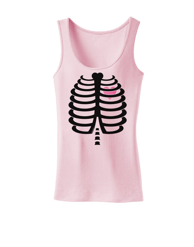 Black Skeleton Ribcage with Pink Heart Halloween Womens Tank Top-Womens Tank Tops-TooLoud-SoftPink-X-Small-Davson Sales