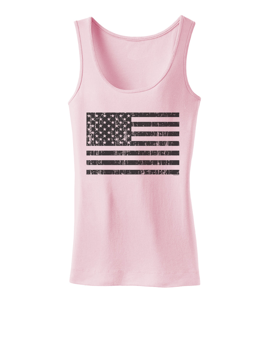 Distressed Black and White American Flag Womens Tank Top-Womens Tank Tops-TooLoud-White-X-Small-Davson Sales