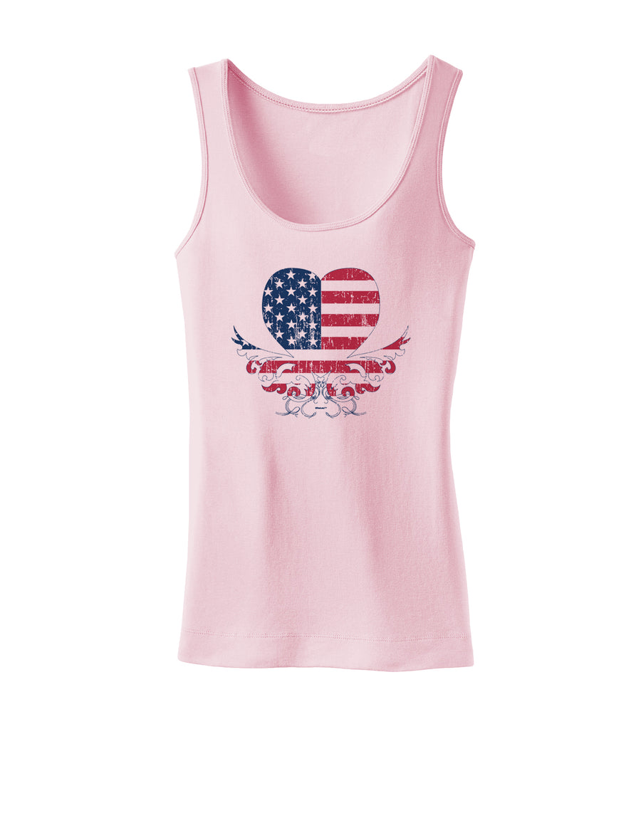 American Flag Decorative Floral Heart Vintage Womens Tank Top-Womens Tank Tops-TooLoud-White-X-Small-Davson Sales