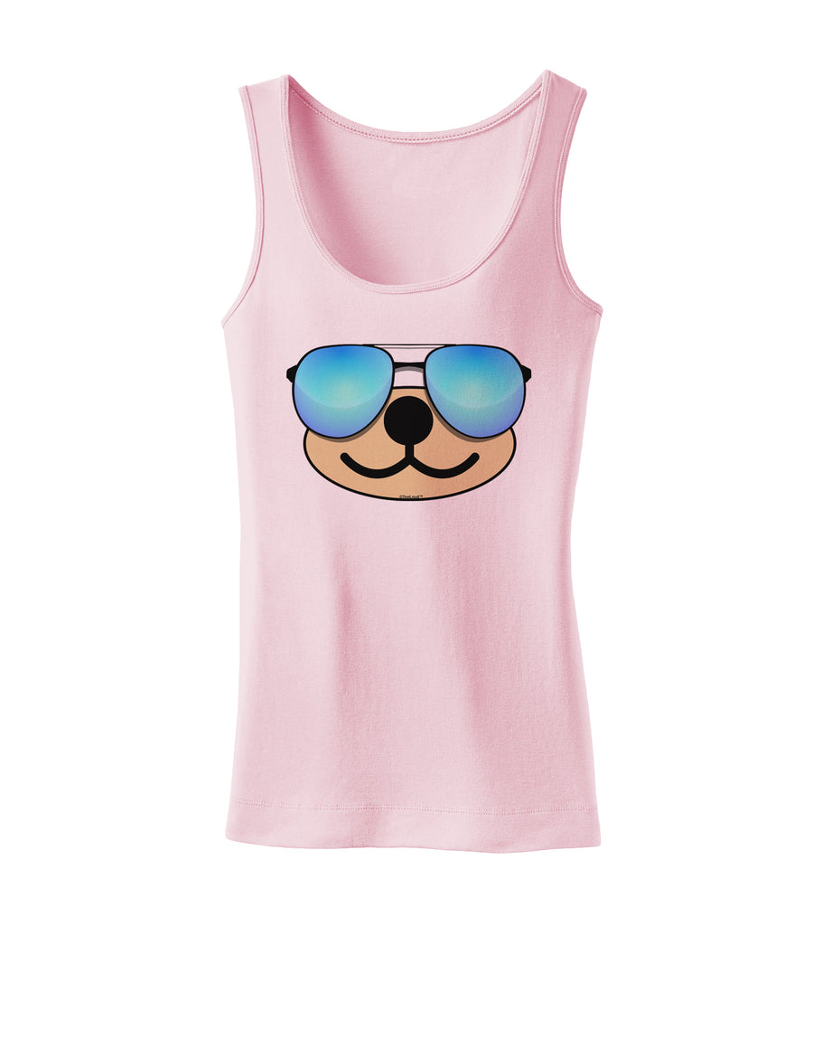 Kyu-T Face - Beartholomew Cool Sunglasses Womens Tank Top-Womens Tank Tops-TooLoud-White-X-Small-Davson Sales