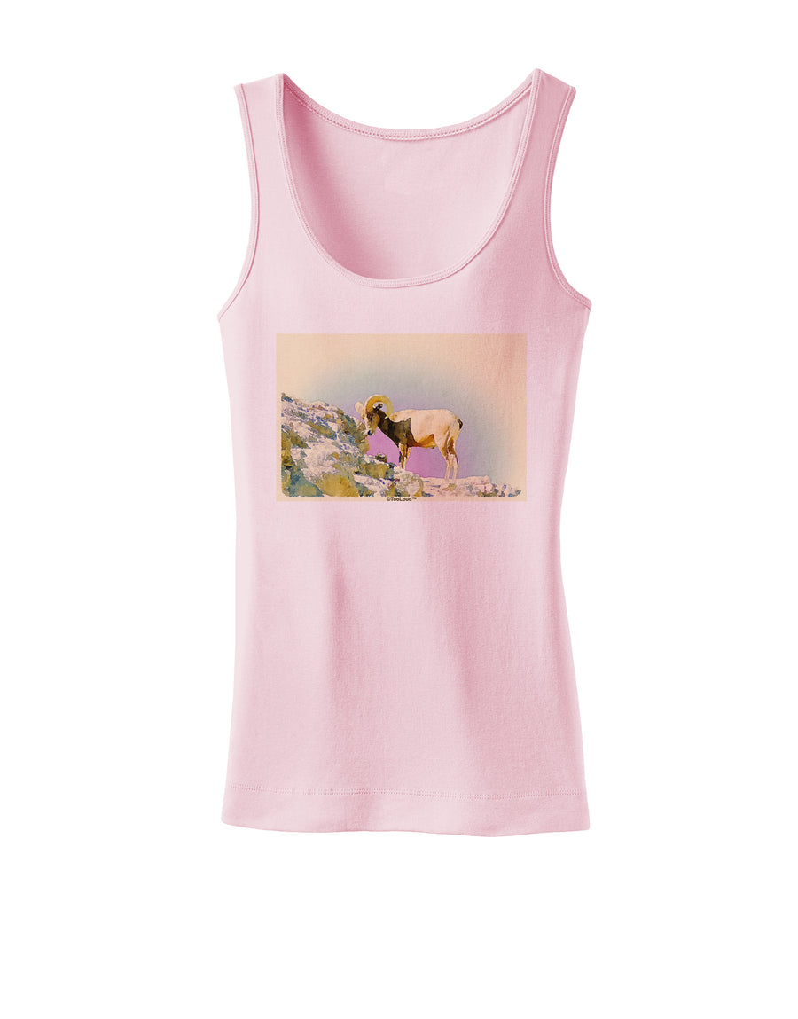 Bighorn Ram Watercolor Womens Tank Top-Womens Tank Tops-TooLoud-White-X-Small-Davson Sales