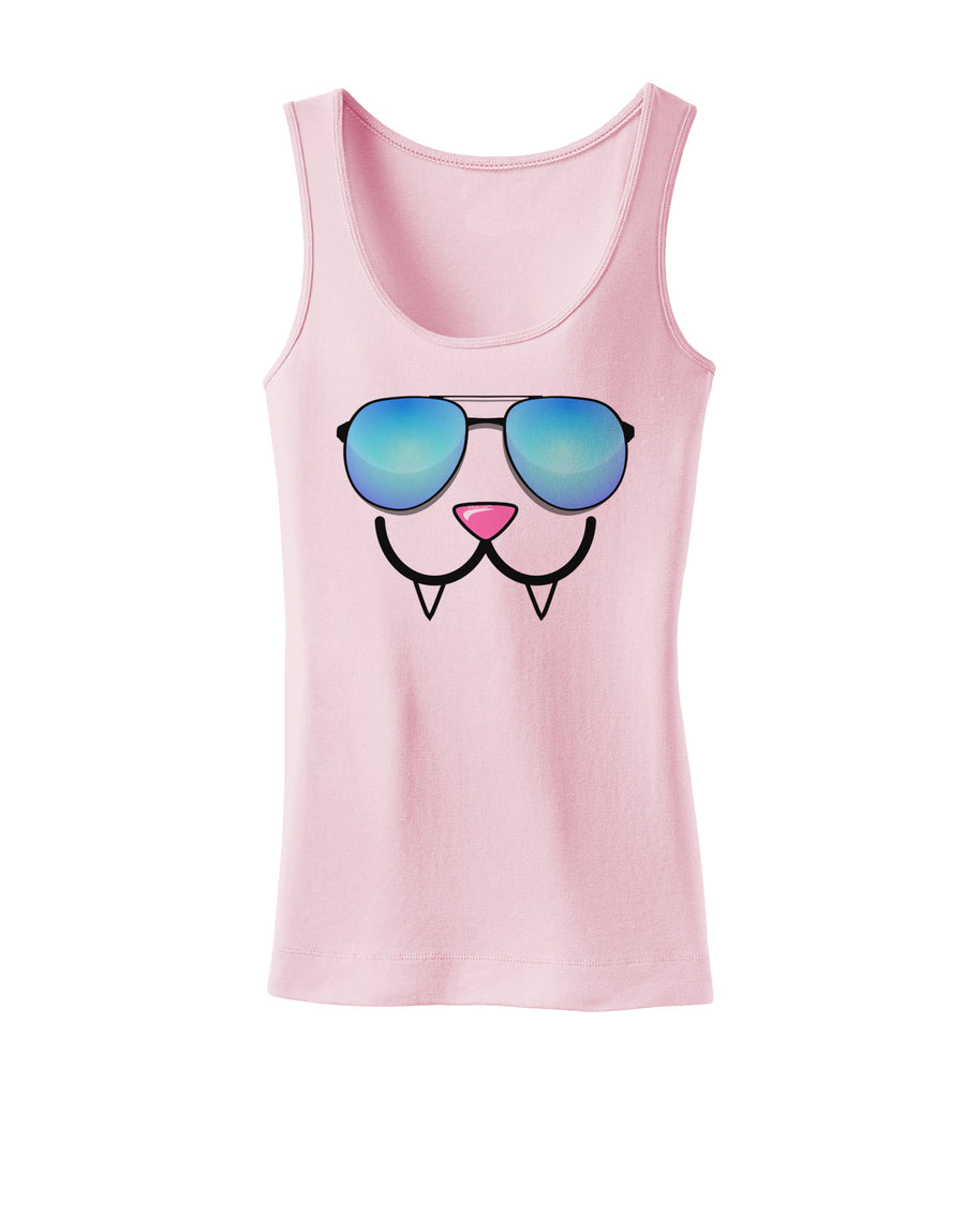 Kyu-T Face - Fangs Cool Sunglasses Womens Tank Top-Womens Tank Tops-TooLoud-White-X-Small-Davson Sales