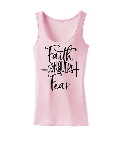 Faith Conquers Fear Womens Petite Tank Top-Womens Tank Tops-TooLoud-SoftPink-X-Small-Davson Sales