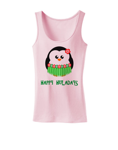 Happy Huladays Christmas Penguin - Red and Green Womens Tank Top-Womens Tank Tops-TooLoud-SoftPink-X-Small-Davson Sales