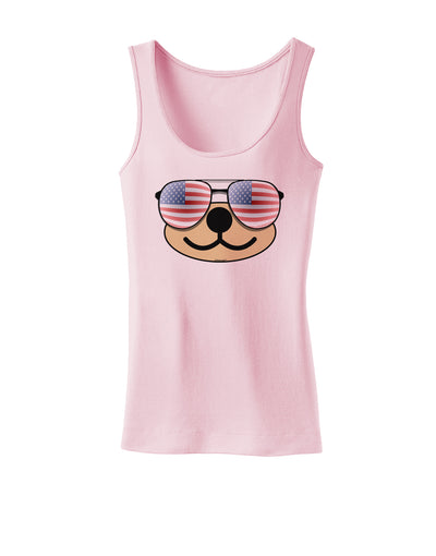 Kyu-T Face - Beartholomew Patriotic Sunglasses Womens Tank Top-Womens Tank Tops-TooLoud-SoftPink-X-Small-Davson Sales