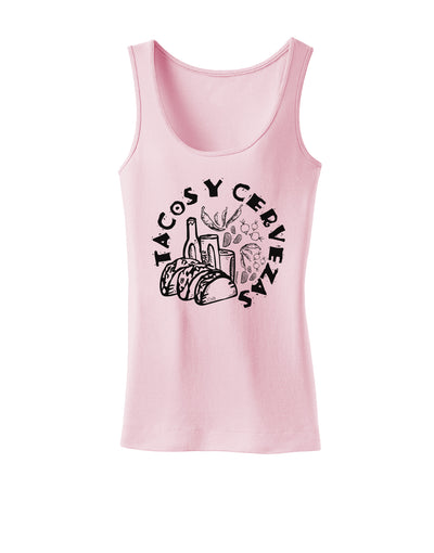 Tacos Y Cervezas Womens Petite Tank Top-Womens Tank Tops-TooLoud-SoftPink-X-Small-Davson Sales