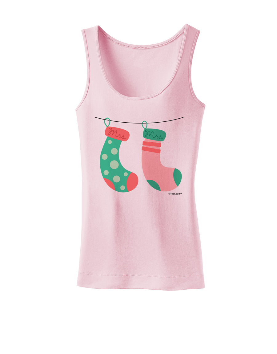 Cute Mrs and Mrs Christmas Couple Stockings Womens Tank Top by TooLoud-Womens Tank Tops-TooLoud-White-X-Small-Davson Sales