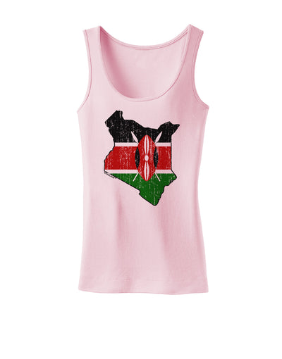 Kenya Flag Silhouette Distressed Womens Petite Tank Top-TooLoud-SoftPink-X-Small-Davson Sales