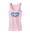 Kyu-T Face - Tiny Cool Sunglasses Womens Tank Top-Womens Tank Tops-TooLoud-SoftPink-X-Small-Davson Sales