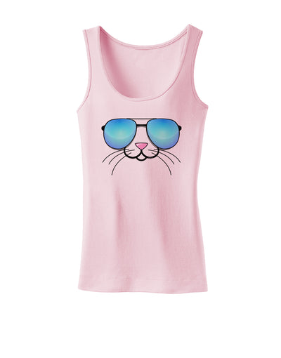 Kyu-T Face - Tiny Cool Sunglasses Womens Tank Top-Womens Tank Tops-TooLoud-SoftPink-X-Small-Davson Sales