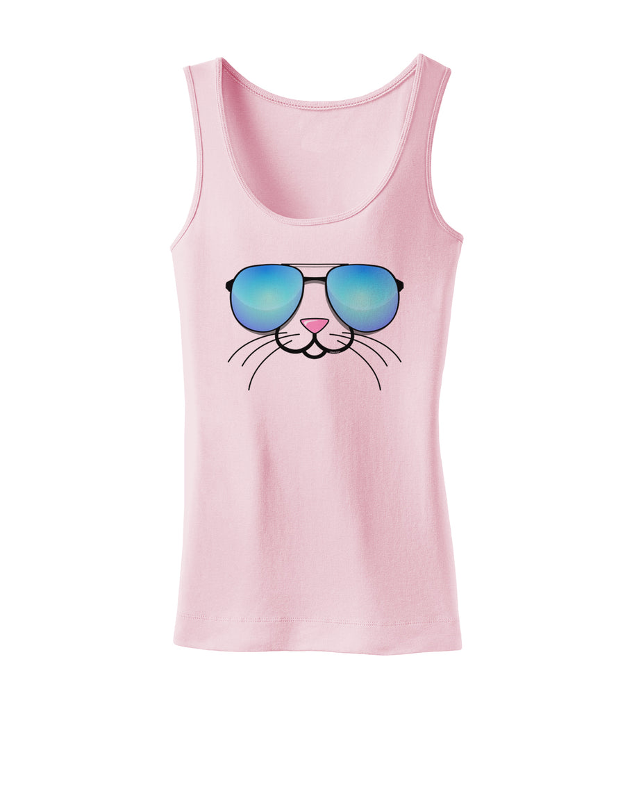 Kyu-T Face - Tiny Cool Sunglasses Womens Tank Top-Womens Tank Tops-TooLoud-White-X-Small-Davson Sales