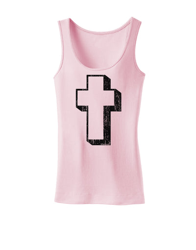 Simple Cross Design Black Distressed Womens Tank Top by TooLoud-Womens Tank Tops-TooLoud-SoftPink-X-Small-Davson Sales