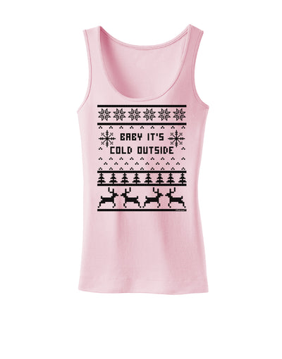 Baby It's Cold Outside Christmas Sweater Design Womens Tank Top-Womens Tank Tops-TooLoud-SoftPink-X-Small-Davson Sales