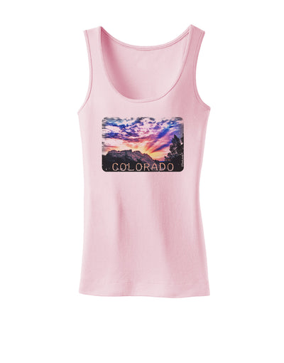 Colorado Rainbow Sunset Text Womens Tank Top-Womens Tank Tops-TooLoud-SoftPink-X-Small-Davson Sales