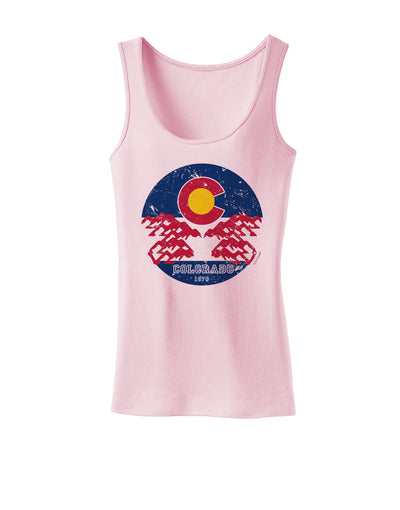 Grunge Colorado Rocky Mountain Bighorn Sheep Flag Womens Petite Tank Top-Womens Tank Tops-TooLoud-SoftPink-X-Small-Davson Sales