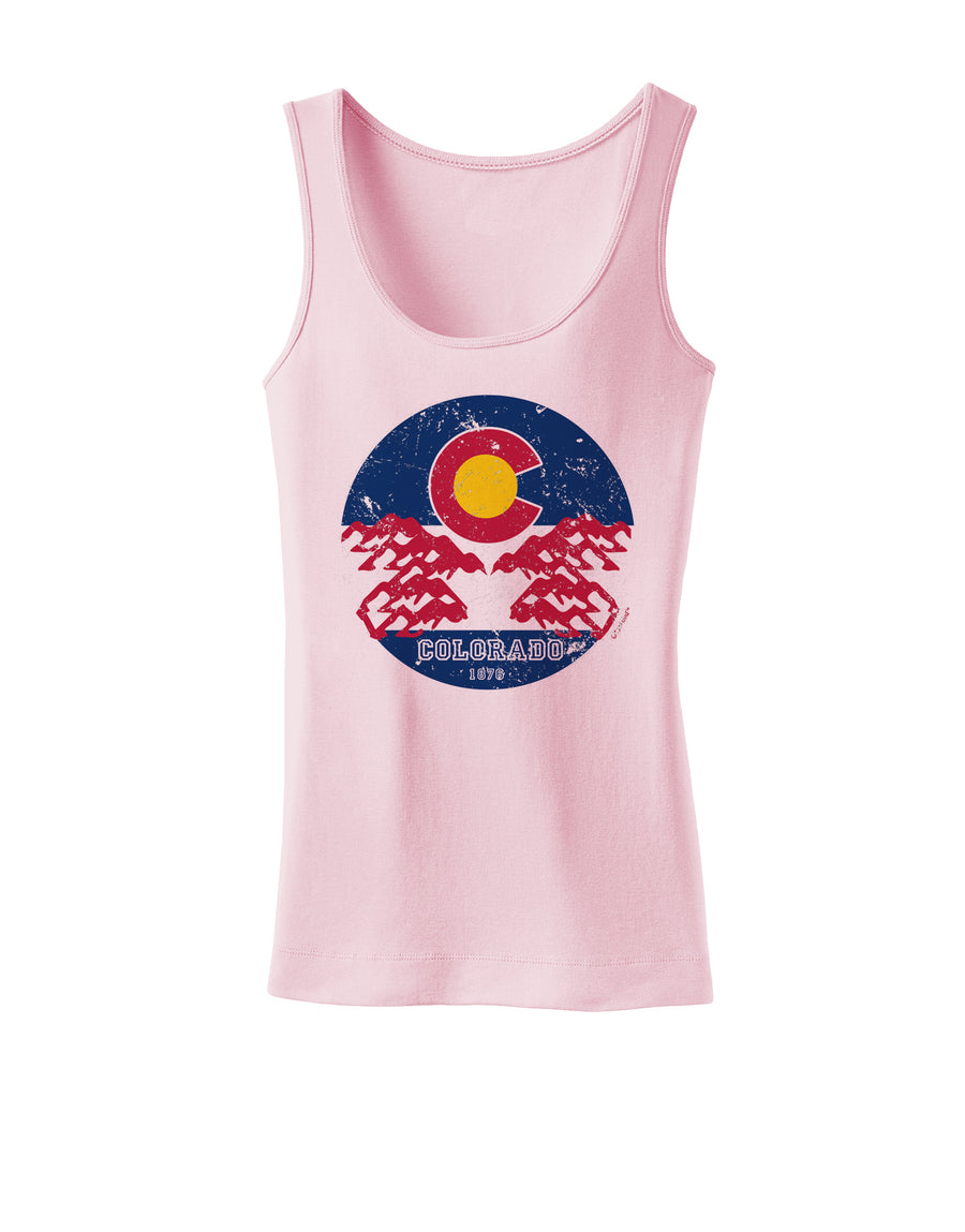 Grunge Colorado Rocky Mountain Bighorn Sheep Flag Womens Petite Tank Top-Womens Tank Tops-TooLoud-White-X-Small-Davson Sales