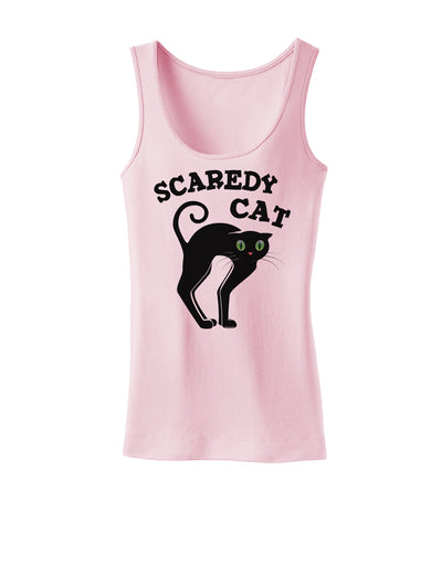 Cute Scaredy Cat Black Cat Halloween Womens Tank Top-Womens Tank Tops-TooLoud-SoftPink-X-Small-Davson Sales