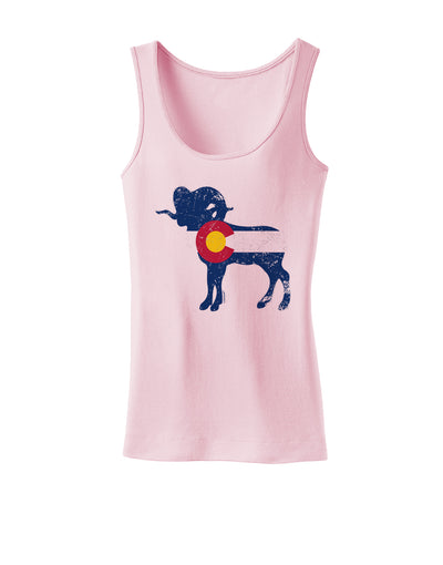 Grunge Rocky Mountain Bighorn Sheep Flag Womens Petite Tank Top-Womens Tank Tops-TooLoud-SoftPink-X-Small-Davson Sales