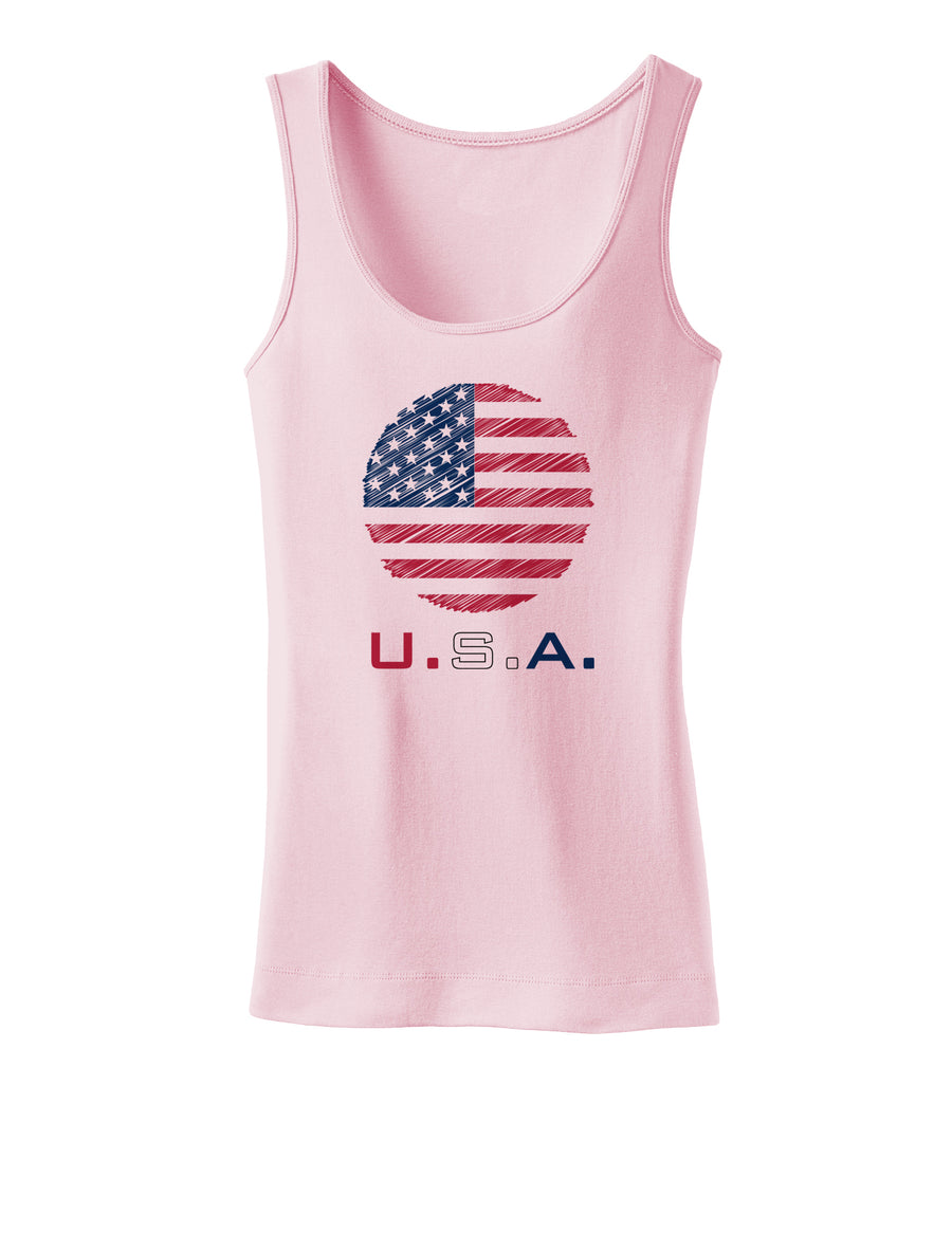 American Flag Scribble Womens Tank Top-Womens Tank Tops-TooLoud-White-X-Small-Davson Sales