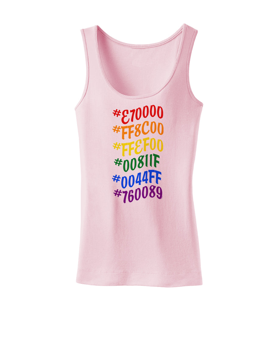 TooLoud Pride Flag Hex Code Womens Petite Tank Top-Womens Tank Tops-TooLoud-White-X-Small-Davson Sales