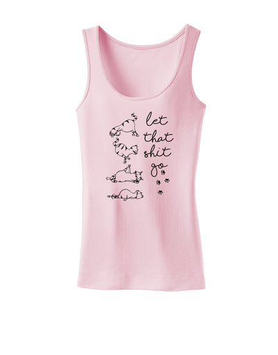 TooLoud Let That Shit Go Cat Yoga Womens Petite Tank Top-Womens Tank Tops-TooLoud-SoftPink-X-Small-Davson Sales