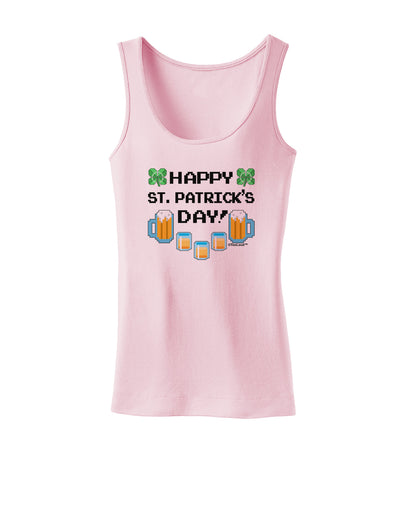 Pixel Happy St Patricks Day Womens Petite Tank Top-TooLoud-SoftPink-X-Small-Davson Sales