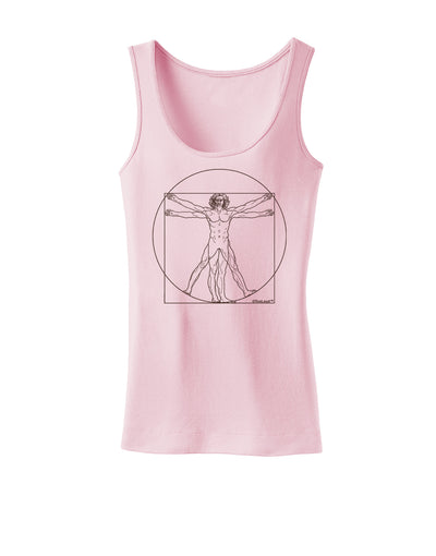 Vitruvian Man Drawing Womens Petite Tank Top-TooLoud-SoftPink-X-Small-Davson Sales