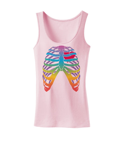 Rainbow Skeleton Ribcage with Heart Womens Tank Top-Womens Tank Tops-TooLoud-SoftPink-X-Small-Davson Sales