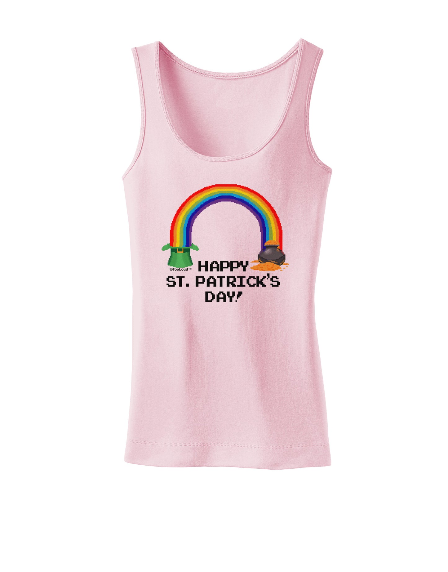 Pixel Pot of Gold St Patrick Text Womens Petite Tank Top-TooLoud-SoftPink-X-Small-Davson Sales