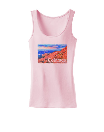 Colorado Mtn Sunset Soaked WaterColor Womens Tank Top-Womens Tank Tops-TooLoud-SoftPink-X-Small-Davson Sales