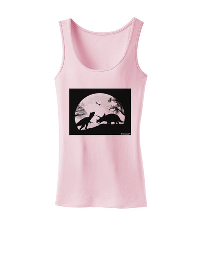 T-Rex and Triceratops Silhouettes Design Womens Tank Top by TooLoud-Womens Tank Tops-TooLoud-SoftPink-X-Small-Davson Sales