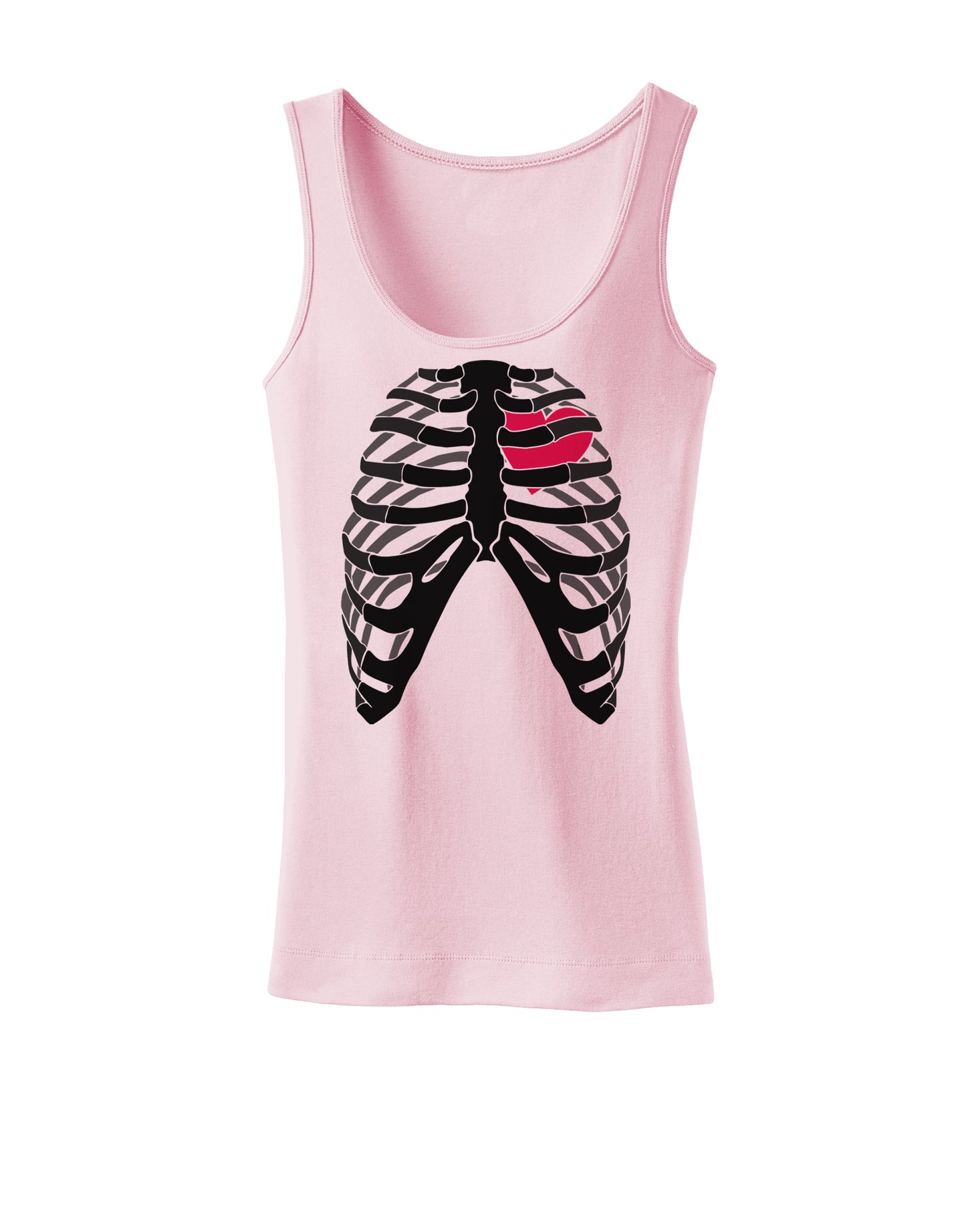 Black Skeleton Bones Ribcage with Heart Womens Tank Top-Womens Tank Tops-TooLoud-SoftPink-X-Small-Davson Sales