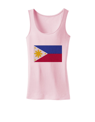 TooLoud Distressed Philippines Flag Womens Petite Tank Top-Womens Tank Tops-TooLoud-SoftPink-X-Small-Davson Sales