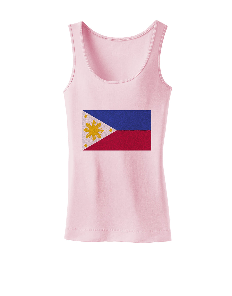 TooLoud Distressed Philippines Flag Womens Petite Tank Top-Womens Tank Tops-TooLoud-White-X-Small-Davson Sales