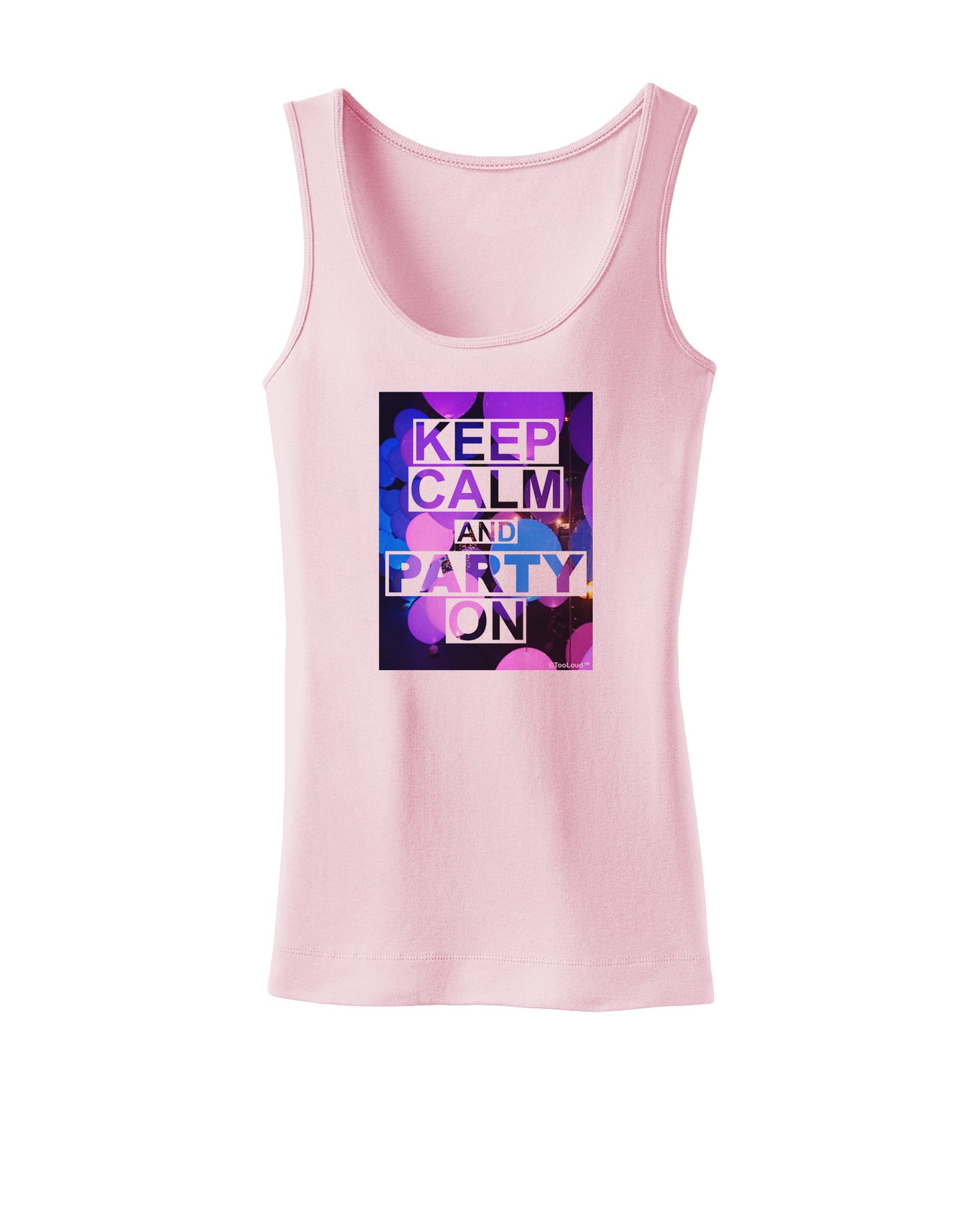 Keep Calm - Party Balloons Womens Petite Tank Top-TooLoud-SoftPink-X-Small-Davson Sales