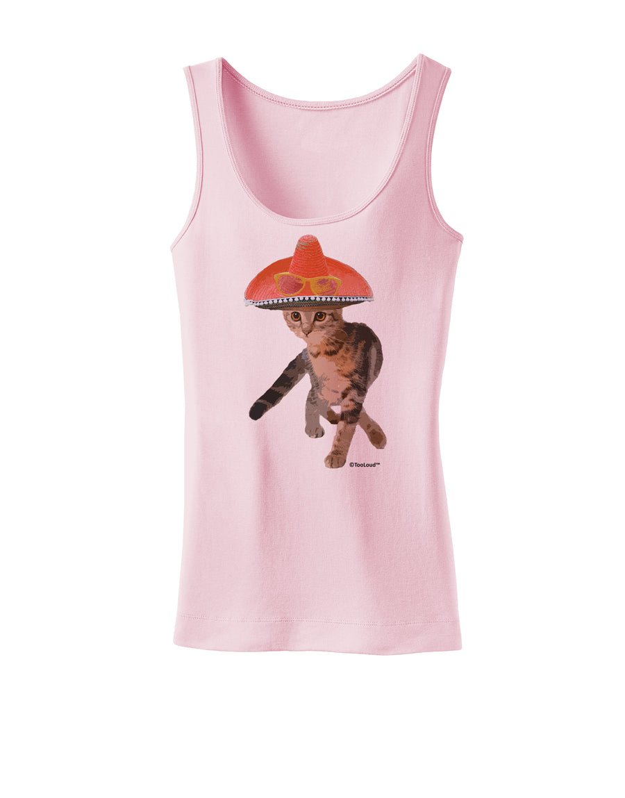 Cat with Pink Sombrero and Sunglasses Womens Tank Top by TooLoud-Womens Tank Tops-TooLoud-White-X-Small-Davson Sales