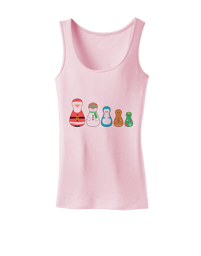 Cute Christmas Matryoshka Nesting Dolls Womens Tank Top-Womens Tank Tops-TooLoud-SoftPink-X-Small-Davson Sales