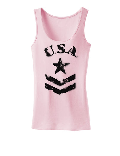 USA Military Star Stencil Logo Womens Tank Top-Womens Tank Tops-TooLoud-SoftPink-X-Small-Davson Sales