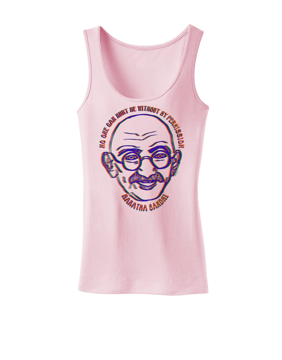 TooLoud No one can hurt me without my permission Ghandi Womens Petite Tank Top-Womens Tank Tops-TooLoud-White-X-Small-Davson Sales