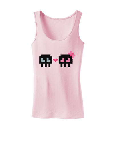 8-Bit Skull Love - Boy and Girl Womens Tank Top-Womens Tank Tops-TooLoud-SoftPink-X-Small-Davson Sales