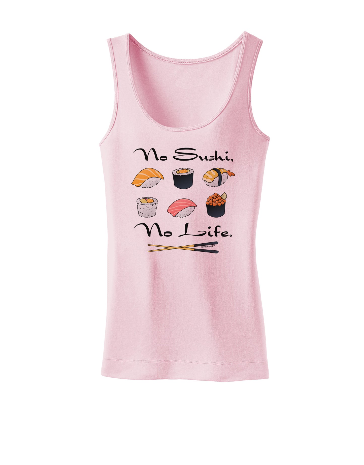 No Sushi No Life Womens Petite Tank Top-TooLoud-SoftPink-X-Small-Davson Sales