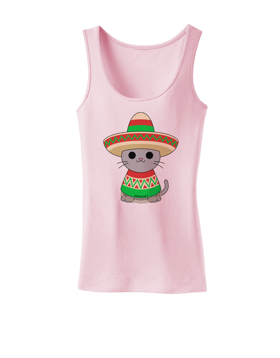 Cat with Sombrero and Poncho Womens Tank Top by TooLoud-Womens Tank Tops-TooLoud-White-X-Small-Davson Sales