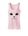 Green-Eyed Cute Cat Face Womens Petite Tank Top-TooLoud-SoftPink-X-Small-Davson Sales